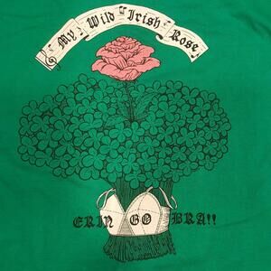 80S Ireland Erin Go Bra   Green T-Shirt Bragh Notre Dame Boston Celtics